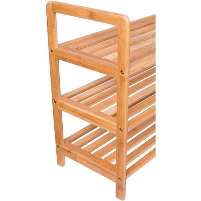 BirdRock Home 3-Tier Free Standing Bamboo Shoe Rack With Handles 8 BirdRock Home 3-Tier Free Standing Bamboo Shoe Rack With Handles - Image 6
