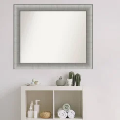 33" X 27" Non-Beveled Elegant Bathroom Wall Mirror Brushed Pewter - Amanti Art -Baxton Studio Store GUEST 843775c5 e0ea 4147 9047 5c09d6df09d2