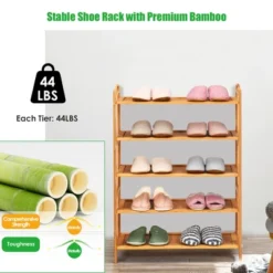 Costway 5-Tier Bamboo Shoe Rack FreeStanding Shoe Shelf Entryway Shoe Storage Organizer -Baxton Studio Store GUEST 8442db06 ee6e 4a1d 9a1b fcd6335aa97d