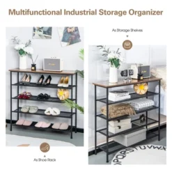 Shoe Rack 5-Tier Shoe Storage Organizer W/4 Metal Mesh Shelves For 16-20 Pairs 16 Shoe Rack 5-Tier Shoe Storage Organizer W/4 Metal Mesh Shelves For 16-20 Pairs -Baxton Studio Store GUEST 849189f8 87f2 4b18 b53a 97ae15afbc84