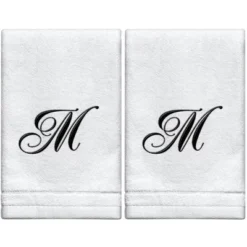 Creative Scents Set Of 2 White Fingertip Monogrammed Towels, Black Embroidered 40 Creative Scents Set Of 2 White Fingertip Monogrammed Towels, Black Embroidered -Baxton Studio Store GUEST 85fb18e9 81ca 49b5 8d4b ef8241588bdb