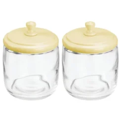 MDesign Glass Vanity Storage Organizer Apothecary Jar, 2 Pack -Baxton Studio Store GUEST 8623ca86 d263 4fc6 8f5b e535c86134ea