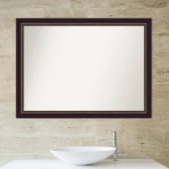 42" X 31" Non-Beveled Signore Bronze Wood Bathroom Wall Mirror - Amanti Art -Baxton Studio Store GUEST 862d1425 4f81 40de 8e0c c96714f552d0
