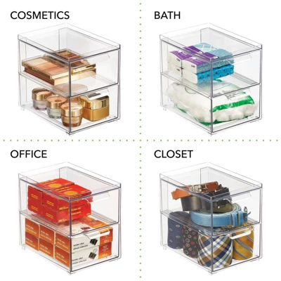 MDesign Stackable Plastic Storage Closet Bin Boxes With Pull-Out Drawers 7 MDesign Stackable Plastic Storage Closet Bin Boxes With Pull-Out Drawers - Image 5
