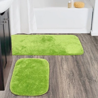 2pc Traditional Nylon Washable Bathroom Rug Set Lime - Garland Rug 3 2pc Traditional Nylon Washable Bathroom Rug Set Lime - Garland Rug