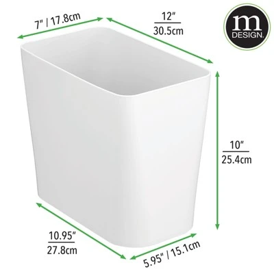 MDesign Rectangular Trash Can Wastebasket, Garbage Bin - Plastic 4 MDesign Rectangular Trash Can Wastebasket, Garbage Bin - Plastic - Image 2