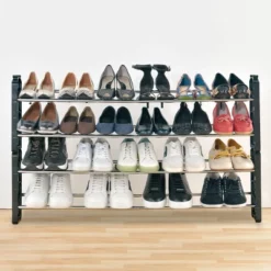 Seville Classics 4 Tier Expandable Stackable 20 Pair Shoe Rack Organizer -Baxton Studio Store GUEST 899df8a2 5374 4395 a221 913ce66cade1