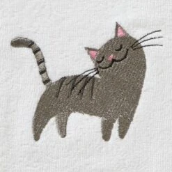 2pk Gray Cat Hand Towel Set White - SKL Home