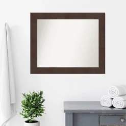 33" X 27" Non-Beveled Wildwood Brown Bathroom Wall Mirror - Amanti Art 17 33" X 27" Non-Beveled Wildwood Brown Bathroom Wall Mirror - Amanti Art -Baxton Studio Store GUEST 8b4a973f 6ad5 4ab4 9c2b f2b4b0e372ef