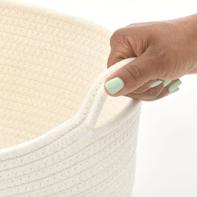 MDesign Casual Woven Cotton Rope Bathroom Basket With Handles, Set Of 3 6 MDesign Casual Woven Cotton Rope Bathroom Basket With Handles, Set Of 3 - Image 4