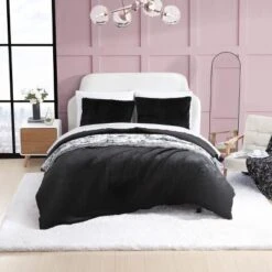 Solid Faux Fur 100% Polyester Duvet Set Black - Betseyville -Baxton Studio Store GUEST 8bcd40d6 4a6e 4233 aa49 5ad94a55c113