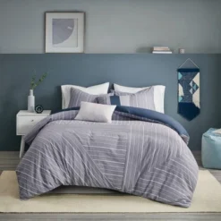 Bryce Full/Queen 5pc Cotton Rich Chambray Duvet Cover Set Indigo
