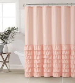 Kate Aurora Melanie Shabby Chic Gypsy Semi Ruffled Fabric Shower Curtains -Baxton Studio Store GUEST 8c31f3b9 6a7f 4250 a570 97807fbc1b5e