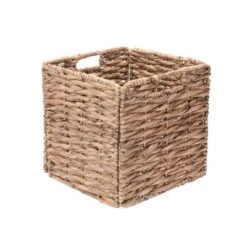 Set Of 2 Handmade Wicker Baskets - 12-Inch Square Foldable Storage Bins With Handles - Made Of Hand-Twisted Water Hyacinth By Villacera (Natural) -Baxton Studio Store GUEST 8cb8af7d c597 4e84 bf6b ef6389d0d28a