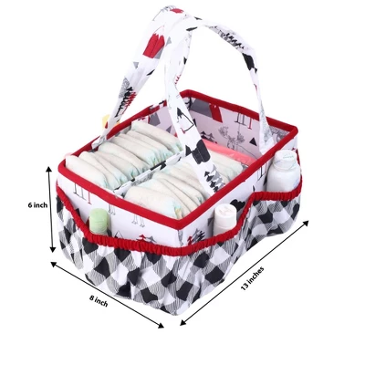 Bacati - Lumberjack Red/Black/Gray Boys Cotton Nursery Storage Caddy 5 Bacati - Lumberjack Red/Black/Gray Boys Cotton Nursery Storage Caddy - Image 3