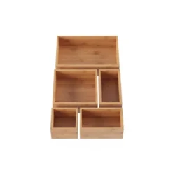 Drawer Organizer -5 Compartment Modular Natural Wood Bamboo Space Saver Tray Storage For Kitchen, Office, Bedroom And Bathroom By Hastings Home -Baxton Studio Store GUEST 8ec4a3d3 6045 4258 9932 dea351569b30