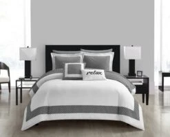 Chic Home Gibson Comforter Set Striped Hotel Collection Design Bed In A Bag Bedding - 9 Piece - Black -Baxton Studio Store GUEST 8fa3dc7a 3473 46d7 ae07 beee2268d989
