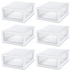 Sterilite 16 Quart Stackable Sturdy Plastic Storage Drawer Container For Home And Office Organization, Clear & White -Baxton Studio Store GUEST 902abd9a 20c9 422b 9da6 abfb636ab2ec