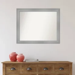 32" X 26" Non-Beveled Flair Bathroom Wall Mirror Polished Nickel - Amanti Art -Baxton Studio Store GUEST 911d8c22 d45c 4dfd 9ad5 e8647012a543