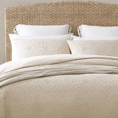 Tommy Bahama 3pc Textured Waffle 100% Cotton Comforter & Sham Set 3 Tommy Bahama 3pc Textured Waffle 100% Cotton Comforter & Sham Set