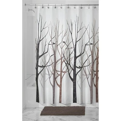 Forest Shower Curtains White/Brown - IDESIGN 3 Forest Shower Curtains White/Brown - IDESIGN