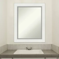 24" X 30" Non-Beveled Eva Bathroom Wall Mirror White - Amanti Art -Baxton Studio Store GUEST 9483aecc fe8a 4dd0 ab27 9564668586e6