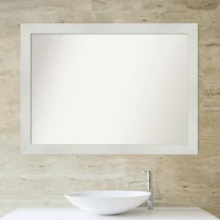 43" X 32" Non-Beveled Mosaic Bathroom Wall Mirror White - Amanti Art -Baxton Studio Store GUEST 9572e67a fbae 4de2 be70 1d48643de0b3