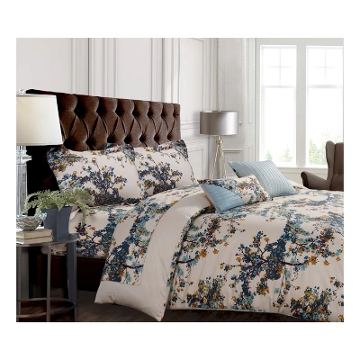Casablanca 300tc Cotton Sateen Floral Printed Oversize Duvet Cover Set 5pc - Tribeca Living® 4 Casablanca 300tc Cotton Sateen Floral Printed Oversize Duvet Cover Set 5pc - Tribeca Living® - Image 2