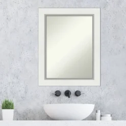 24" X 30" Non-Beveled Eva Bathroom Wall Mirror White - Amanti Art -Baxton Studio Store GUEST 96338e3c cf36 45cb b277 efb51f5249a9