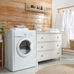 Farmlyn Creek Laundry Detergent Container For Powder, Beads, Pods, Laundry Canister With Scoop For Bathroom Organizing, 100 Oz Capacity, 7 X 9 X 6 In