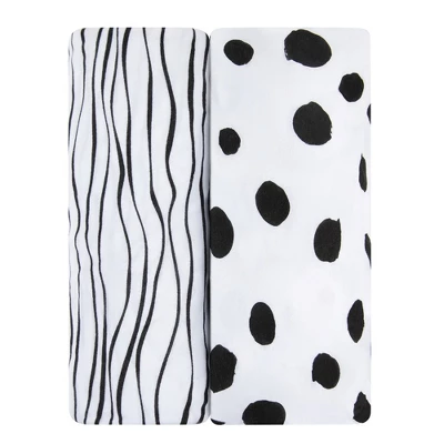 Ely’s & Co. Baby Fitted Sheet 100% Combed Jersey Cotton White Abstract Stripes And Dots Black 2 Pack 9 Ely’s & Co. Baby Fitted Sheet 100% Combed Jersey Cotton White Abstract Stripes And Dots Black 2 Pack - Image 7