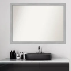 41" X 30" Non-Beveled Vista Brushed Nickel Narrow Bathroom Wall Mirror - Amanti Art -Baxton Studio Store GUEST 992402e3 cdd6 4b84 845b 1c2f3457960c