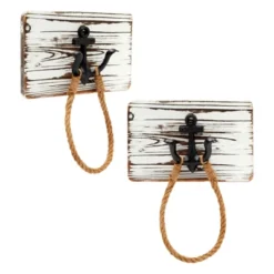Okuna Outpost 2 Pack Nautical Hand Towel Ring Holder, Anchor Bathroom Decor And Accessories, 9x6 In -Baxton Studio Store GUEST 9ac881e9 9113 4765 8ebc eb44b328822d