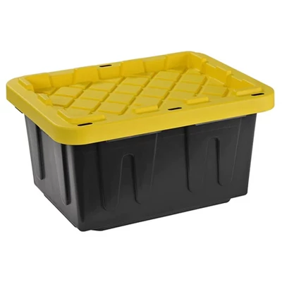 Juggernaut Storage Multipurpose 5 Gallon Lockable Plastic Storage Tote With Secure Snap Fitting Lid For Home Organization, Black/Yellow (Set Of 2) 3 Juggernaut Storage Multipurpose 5 Gallon Lockable Plastic Storage Tote With Secure Snap Fitting Lid For Home Organization, Black/Yellow (Set Of 2)