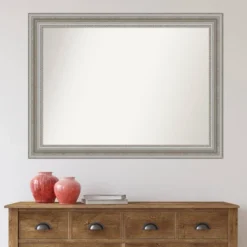 44" X 33" Non-Beveled Parlor Bathroom Wall Mirror Silver - Amanti Art -Baxton Studio Store GUEST 9bb37ff0 72c2 45b8 9c49 9db366efbde6