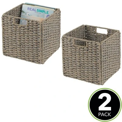MDesign Woven Seagrass Home Storage Basket For Cube Furniture, 2 Pack 3 MDesign Woven Seagrass Home Storage Basket For Cube Furniture, 2 Pack