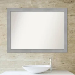 42" X 31" Non-Beveled Vista Brushed Nickel Bathroom Wall Mirror - Amanti Art -Baxton Studio Store GUEST 9c012eb8 10e3 42a1 9619 f7058ca68c0e