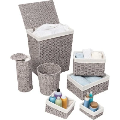 7pc Paper Rope Combo Hamper Set Gray - Honey-Can-Do 3 7pc Paper Rope Combo Hamper Set Gray - Honey-Can-Do
