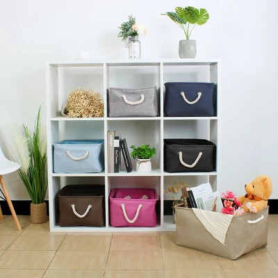 Unique Bargains Home Closet Cotton Fabric Decorative Storage Bin Small Dark Blue 1 Pc 6 Unique Bargains Home Closet Cotton Fabric Decorative Storage Bin Small Dark Blue 1 Pc - Image 4