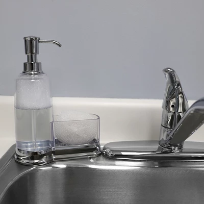 Home Basics Plastic Soap Dispenser With Sponge Compartment 6 Home Basics Plastic Soap Dispenser With Sponge Compartment - Image 4