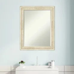 Amanti Art Country White Wash Petite Bevel Wood Bathroom Wall Mirror 28.5 X 22.5 In. -Baxton Studio Store GUEST 9f3cf5f2 a8ee 4440 8599 93f8bd3148aa