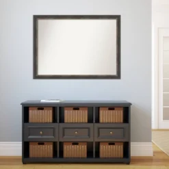 42" X 31" Non-Beveled Bark Rustic Char Narrow Bathroom Wall Mirror Dark Brown - Amanti Art -Baxton Studio Store GUEST a059ed6b cf98 4626 b300 f7642f8e83eb