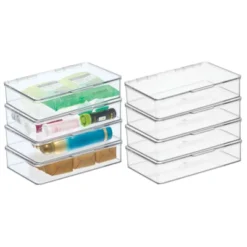 MDesign Plastic Stackable Bathroom Organizer Bin, Hinged Lid - 8 Pack -Baxton Studio Store GUEST a1353c4d 5e3b 4e0d bdd1 09184d9d0eef