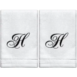 Creative Scents Set Of 2 White Fingertip Monogrammed Towels, Black Embroidered 35 Creative Scents Set Of 2 White Fingertip Monogrammed Towels, Black Embroidered -Baxton Studio Store GUEST a1e4ee6e 0a6a 4040 9dd6 d3552f57649c