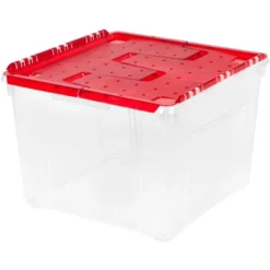 IRIS USA Ornament Storage Box, Plastic Organization Container Bin, Clear/Red -Baxton Studio Store GUEST a2ca9f8c 0ecd 491d 94b4 cfe7dcb01df5