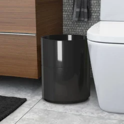 Bathroom Wastebasket Shiny Black - Nu Steel -Baxton Studio Store GUEST a458cd22 7f6a 4ada 90a9 de09a2a1f0f0