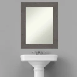 24" X 30" Non-Beveled Rustic Plank Gray Bathroom Wall Mirror - Amanti Art -Baxton Studio Store GUEST a5babf18 76d3 4fdf 85c2 d908466ebe18