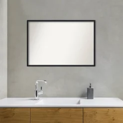 37" X 25" Non-Beveled Lucie Wood Bathroom Wall Mirror Black - Amanti Art -Baxton Studio Store GUEST a5c2fb4d 4fd3 4c73 863f 05a745d77557