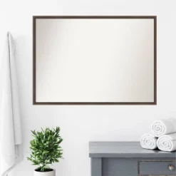 39" X 28" Non-Beveled Hardwood Wedge Wood Bathroom Wall Mirror Mocha Brown - Amanti Art -Baxton Studio Store GUEST a5e2d164 6688 4d97 bd4d 37dc1564bd3e