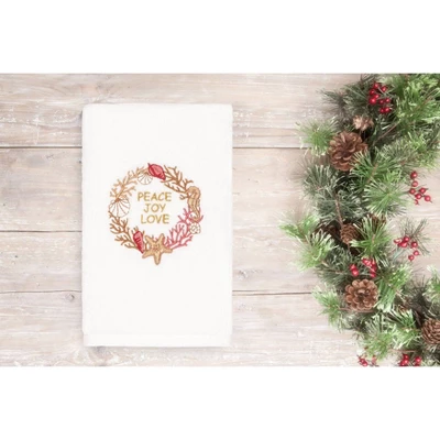 2pk Peace Joy Love Holiday Hand Towel Set White - Linum Home Textiles 4 2pk Peace Joy Love Holiday Hand Towel Set White - Linum Home Textiles - Image 2